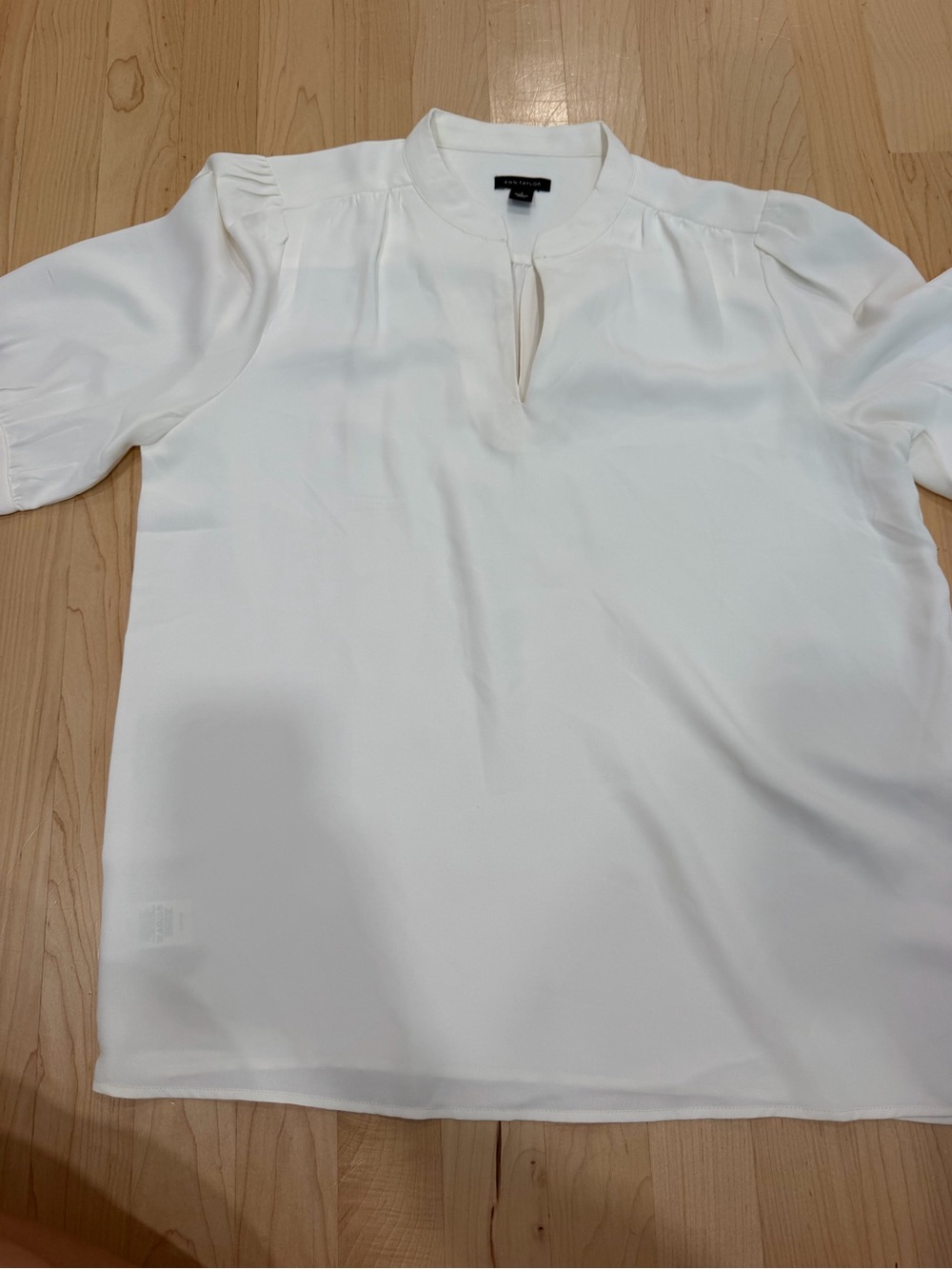 Ann Taylor White Keyhole Neck Blouse